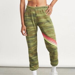 Aviator Nation Chevron Stripe Camo Joggers Green Size Medium FLAW